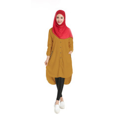 Aooluo 2016 Baru Malaysia Muslimah Desain Pakaian Fashion Wanita Kemeja Panjang (dril)