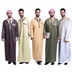 Aooluo Muslim Arab Mans Robes Jubahs Loog Sleeve Mens New Fashionislamic Clothing (Orange)