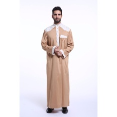 Aooluo Muslim Arab Mans Robes Jubahs Short Sleeve Mens New Styleislamic Clothing (Camel)