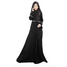 Aooluo Muslim Wanita Pakaian Hui Kostum Etnik Melayu Rok (Hitam)-Intl