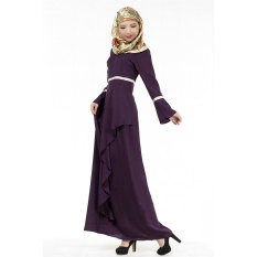 Aooluo Muslim Wanita Pakaian Hui Kostum Etnik Melayu Rok (Ungu)-Intl