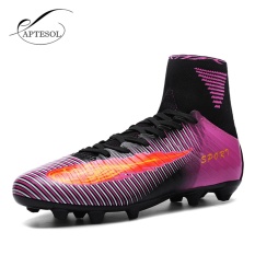 APTESOL Tinggi Ankle FG Sepatu Sepak Bola untuk Pria Boys Outdoor Terbaru Long Spike Pelatihan Football Boots Hard-mengenakan Sepak Bola Sepatu-Intl
