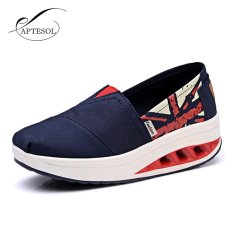 APTESOL Baru Tinggi Meningkatkan Sepatu Kasual Wanita Ayunan Star Kanvas Bernapas Wedges Sepatu EU35-40-Intl