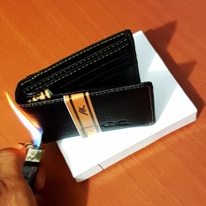 ARF Dompet Kulit Pria Lipat Dua HP-002 100% Kulit Sapi Asli Original - Black + Box