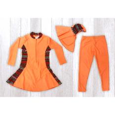 Ariza Sport Baju Renang Muslimah Anak-Orange Motif Batik