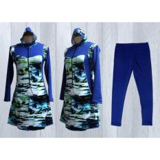 Ariza Sport Baju Renang Muslimah Dewasa-Biru Motif 3D