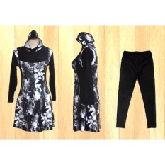 Ariza Sport Baju Renang Muslimah Dewasa-Black Motif Awan