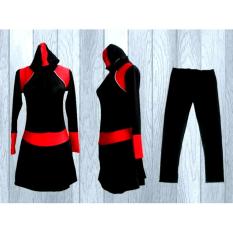 Ariza Sport Baju Renang Muslimah Dewasa-Black Motif Polos