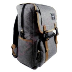 Arizona Tas Ransel Pria Backpack Korean style Import Vintage Design 17 Inchi 1503-17 ZV Polyester Canvas - Grey +RainCover Waterprooff