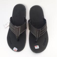 ARJUN SANDAL PRIA KULIT ASLI - JAPIT JEPIT - HITAM
