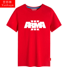 Arma3 Katun Pria Siswa Permainan Baju Kaos Kaus (Merah)