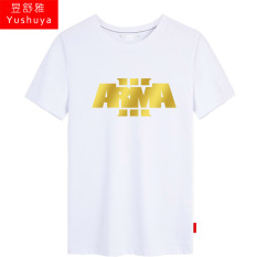 Arma3 Katun Pria Siswa Permainan Baju Kaos Kaus (Putih Cetakan Emas)