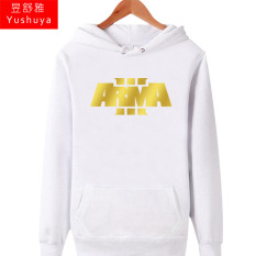 Arma3 Tambah Beludru Pria Siswa Permainan Sweater On Tanpa Kancing Atasan Kaos Sweater (Putih Cetakan Emas)