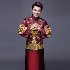 Artis Bordir Menikah Roti Pria Gaun Naga atau Phoenix Cina Gaun (Ungu)