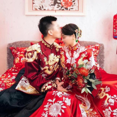 Artis Cina Model Sama Model Pria Pria Cheongsam Menikah Gaun (Merah)