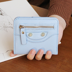 Artis Korea Fashion Style Perempuan Dua Kali Lipat Ritsleting Gesper Dompet Uang Receh Ayat Pendek Dompet (Tas Sepeda Motor-Light Blue)