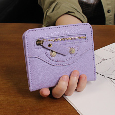 Artis Korea Fashion Style Perempuan Dua Kali Lipat Ritsleting Gesper Dompet Uang Receh Ayat Pendek Dompet (Tas Sepeda Motor-Ungu)