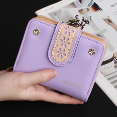 Artis Korea Fashion Style Perempuan Dua Kali Lipat Ritsleting Gesper Dompet Uang Receh Ayat Pendek Dompet (Terjemahan Resmi-Ungu)