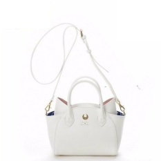 ARTMOMO Musim Gugur dan Musim Dingin Hitam/putih Sailor Moon Luna/Artemis Hand Bag Samantha Vega Handbag Cat Ear Bahu Tas Messenger Casing Putih-Intl