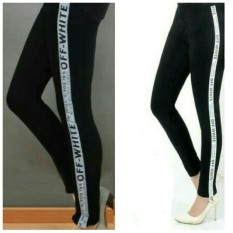 arwearhouse legging denim jeans hitam - strip putih jeans off white