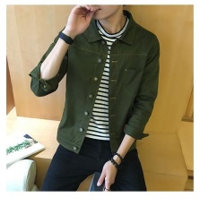 SEBAGAI Penawaran Khusus 2017 Baru Pria Fashion jeans Jaket Jaket Slim Pria Di Green-Intl