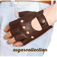 Asgarcollection-Sarung tangan kulit asli motip bolong pendek
