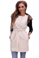 ASTAR Wanita Rompi Bulu Wanita Tanpa Lengan Warmer Vest Rompi Gilet Tanpa Lengan Jaket Lebih Tahan Dr Mantel (Putih)