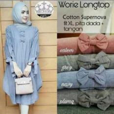Atasan Wanita /Baju Muslim /Blouse Tunic Kemeja /Worie Long Top