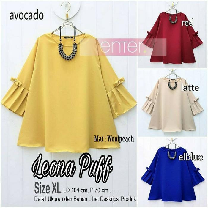 Atasan Wanita Leona Puff Blouse Tunik Baju Muslim Blus Muslim