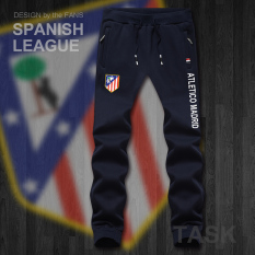 Atletico Madrid Tambah Beludru Laki-laki Baju Sepak Bola Pelatihan Celana Celana Olah Raga (Konvensional Celana Panjang Biru tua) panjang Pants Man Pria Celana Chino Celana Cargo