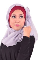 Atteenahijab Queen Mozza - Merah Hati Kombinasi Abu Muda
