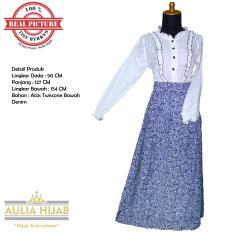 Aulia Hijab - Gamis Yolanda #1 Dress Bahan Twiscone Mix Denim/Gamis Santai/Gamis Anak Muda/Gamis ABG/Gamis Remaja/Gamis Denim/Gamis Kerja/Gamis Kuliah/Gamis Kerja/Gamis Pesta/Gamis Twiscone/Gamis Real Picture