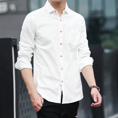 Pria untuk Musim Gugur Baju Lengan Panjang, Warna Murni, Liburan, SLIM, Siswa Muda, Siswa Muda, Versi Korea dari Gaya Musim Panas-Intl