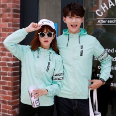 Musim Semi Musim Gugur Unisex Ringan Jaket Mantel Pasangan Pakaian untuk Pria Wanita Panjang Lengan Ukuran Hoodies Manis Olahraga Kausal Mantel (Hijau Muda) -Intl