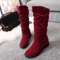 Musim Gugur Musim Dingin Boots Wanita Manis Boot Datar Bergaya Flock Sepatu Bot Salju-Internasional