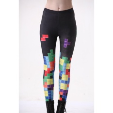 AXY Fitness Pants Digital Printing Rusia Box Colorful Grid Pakaian Legging Celana-Intl