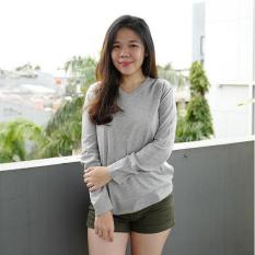 Acc Global / Kaos / Kaos Lengan Panjang / kaos wanita vneck polos abu