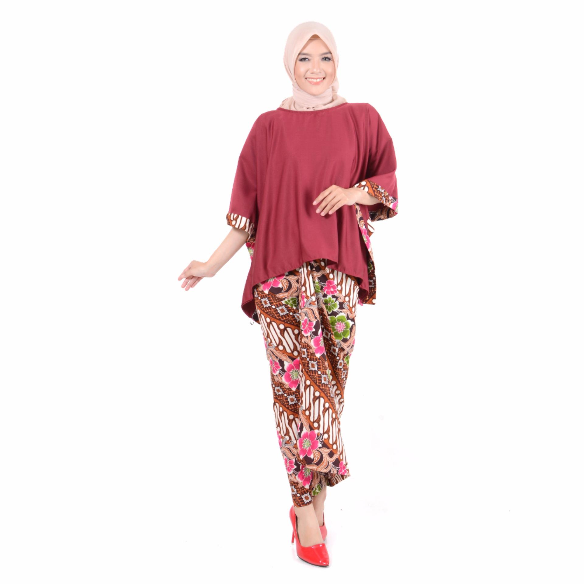 Ayako Fashion Gamis Set Muslim 2 in 1 / Baju batik / Batik Wanita / Batik Muslim Indriyana - (4 Warna)