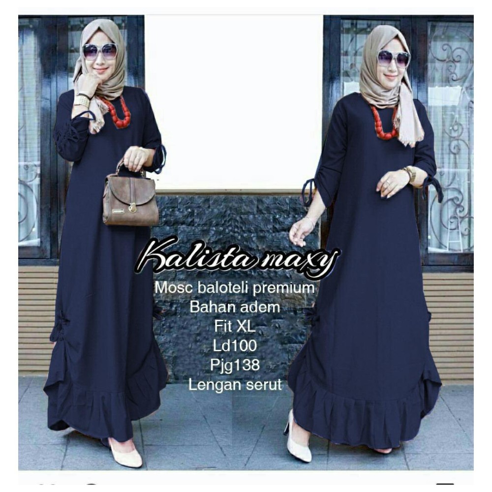 Ayako Fashion Long Sleeve Maxi Lissandra / Lengan Serut / Dress Muslim / Baju Muslim (5 Warna)