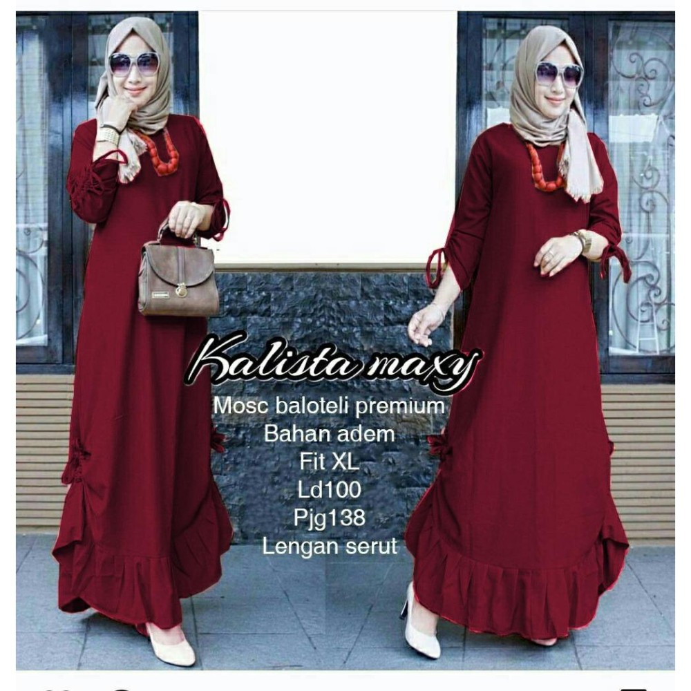 Ayako Fashion Long Sleeve Maxi Lissandra / Lengan Serut / Dress Muslim / Baju Muslim (5 Warna)