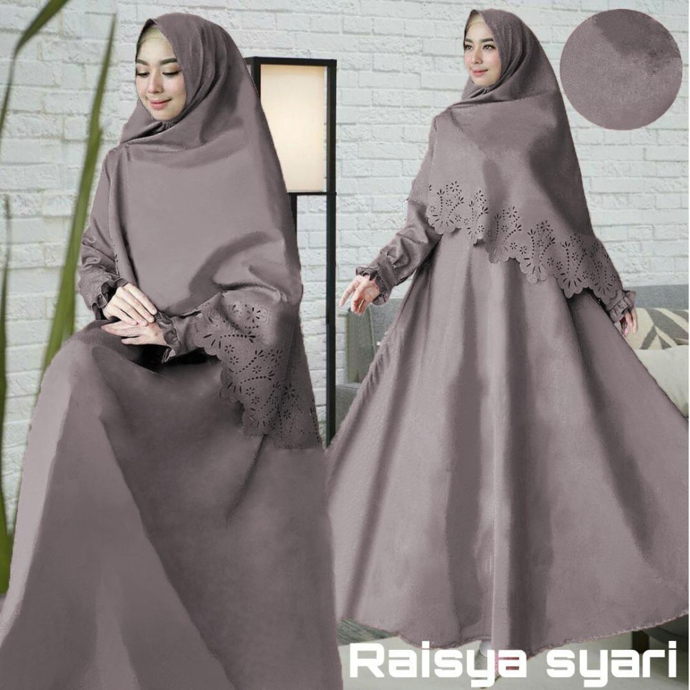 Ayako Fashion Long Sleeve Maxi Raisya / Lengan Serut / Dress Muslim / Baju Muslim Raisya / Motif Bolong Laser / Baju Gamis / Baju Muslim (5 Warna)