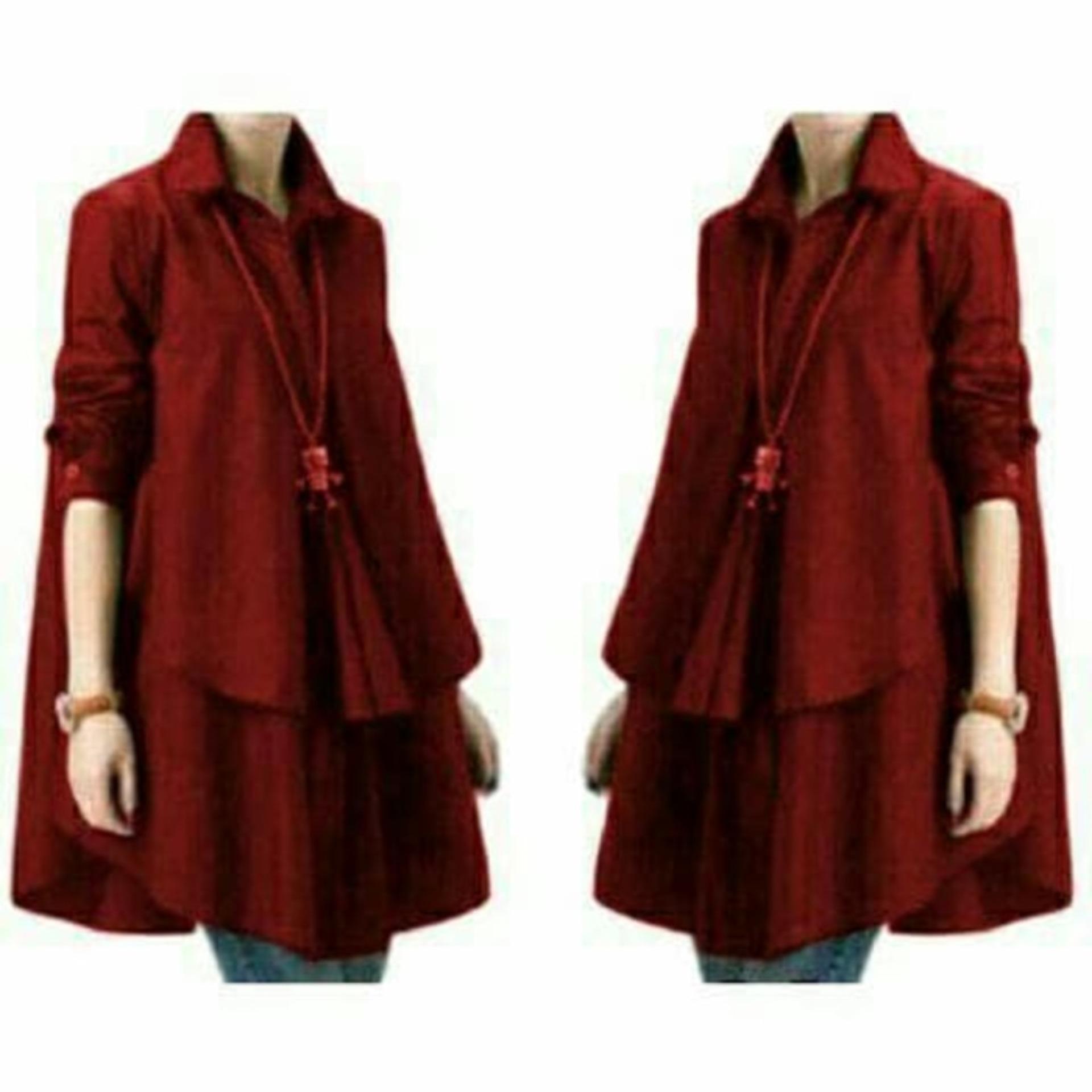 Ayu Fashion Blouse Hiraku - Maroon - Best Seller - Ayu Fashion Blouse Hiraku - Maroon - Best Seller -