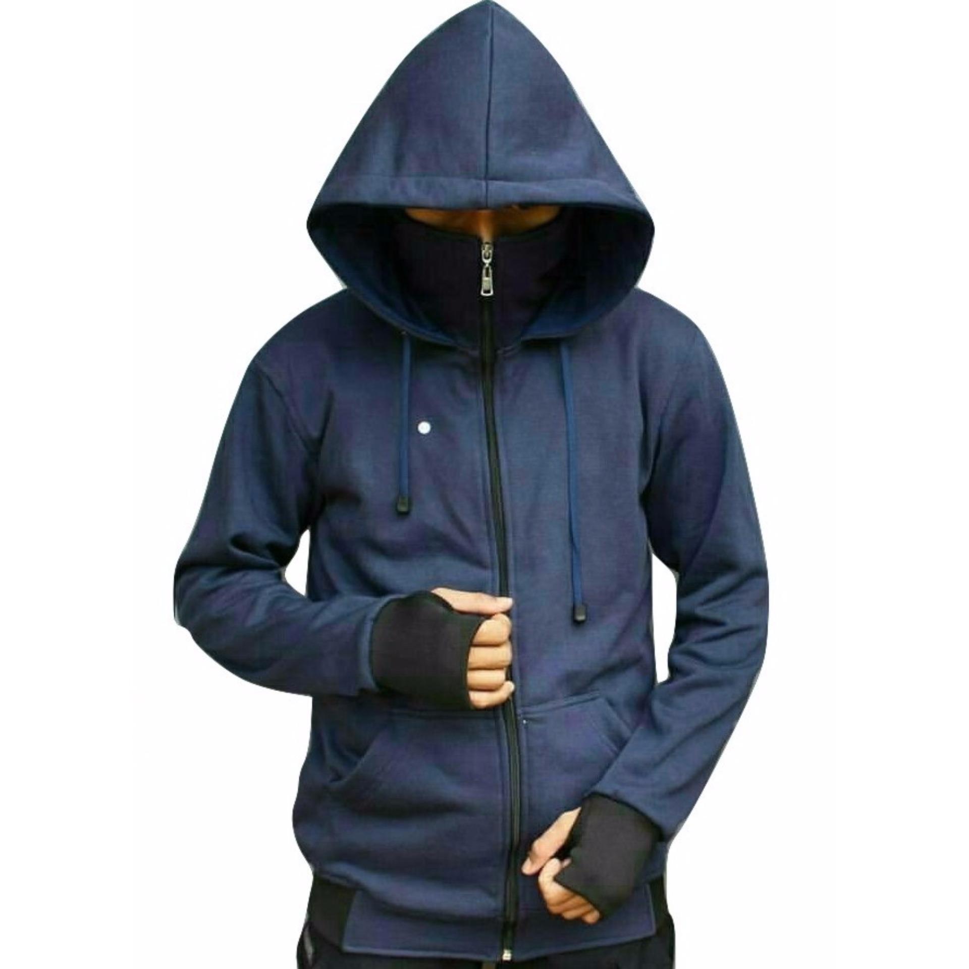 Azam Clobber - Sweater Pria Hodie - Sweater Ninja Finger Polos - Navy - Fleece Tebal