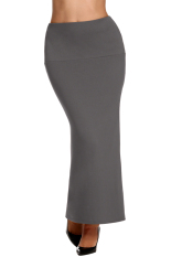 Azone ACEVOG Wanita Kasual Elastis Pinggang Panjang Maxi Solid Lurus Seksi Rok (Dark Grey)