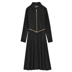 Azone Cool Stylish LADIES Wanita Solid Stand Leher Panjang Jas Hujan Windbreaker Outwear Overcoat (Hitam)