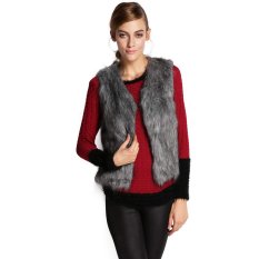Azone Musim Gugur Musim Dingin Wanita Rompi Faux Rompi Musim Dingin Rompi Tanpa Lengan Rompi (Grey)