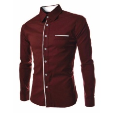 Azure Fashion Farel Top Marooon KEMEJA PRIA KEMEJA CASUAL KEMEJA LENGAN PANJANG