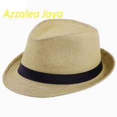 Azzalea Jaya Shop-Topi Fedora Panama Koboi/Koboy Tompi Dewasa Pria Dan Wanita (Coklat Muda) Best Seller