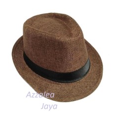 Azzalea Jaya- Topi Fedora Koboi/Koboy Tompi Panama Dewasa Pria Dan Wanita ( Coklat Tua ) Best Seller
