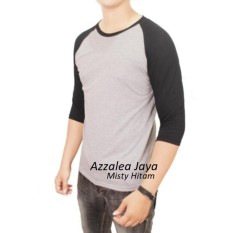 Azzalea JayaT-Shirt - Kaos Reglan Lengan 3/4 Abu kombinasi Hitam